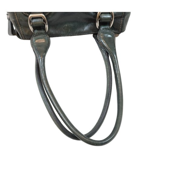 FOSSIL Dark Forest Green Leather Medium Divided Satchel Handbag Shoulder Bad - Picture 9 of 15